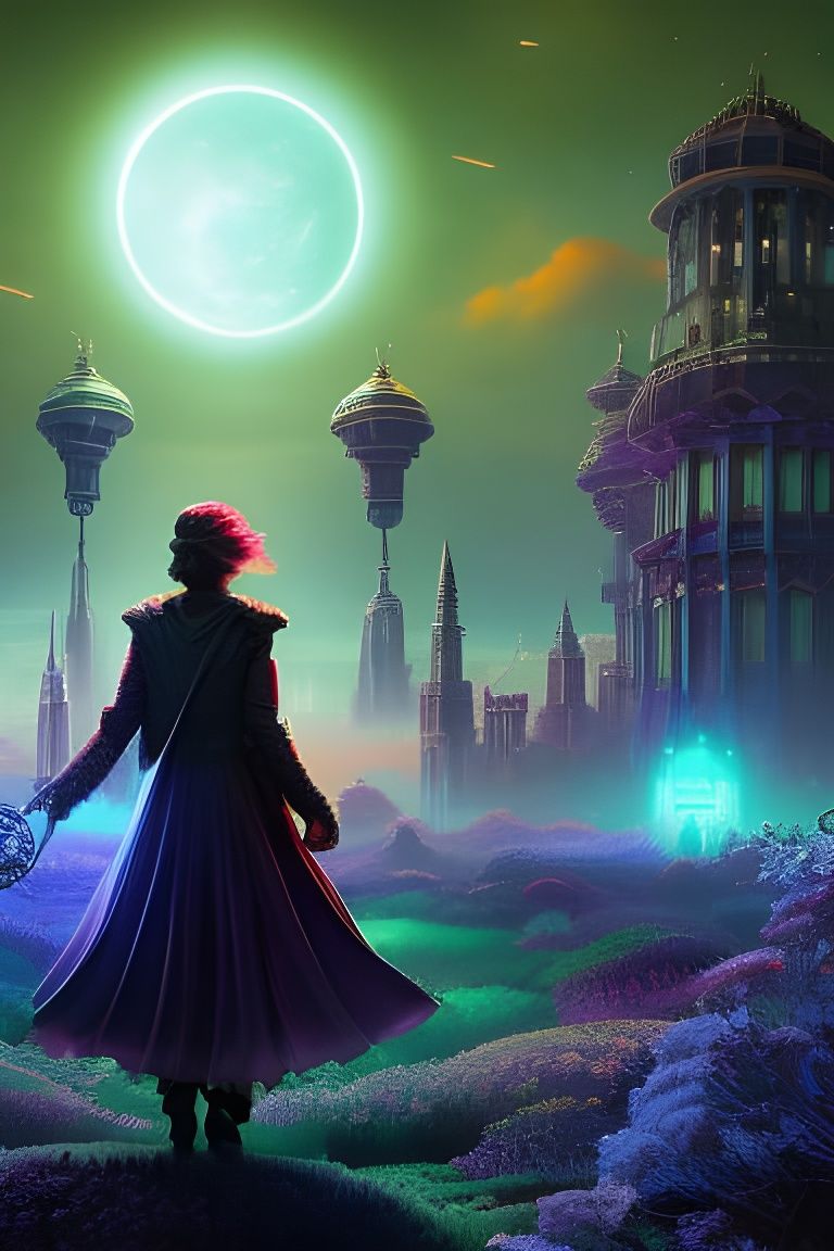 Cyberpunk Woman with Astrolabe Tech Implants