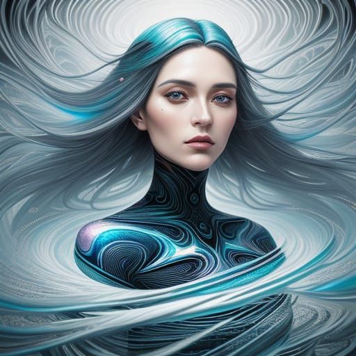 Surreal Portrait of Elegant Woman in Iridescent Hues