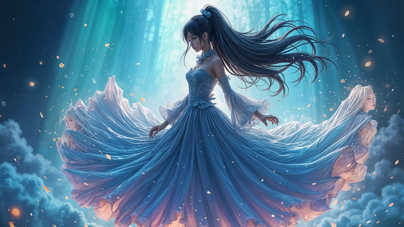 Anime Girl in Fighting Pose with Supernatural Dress