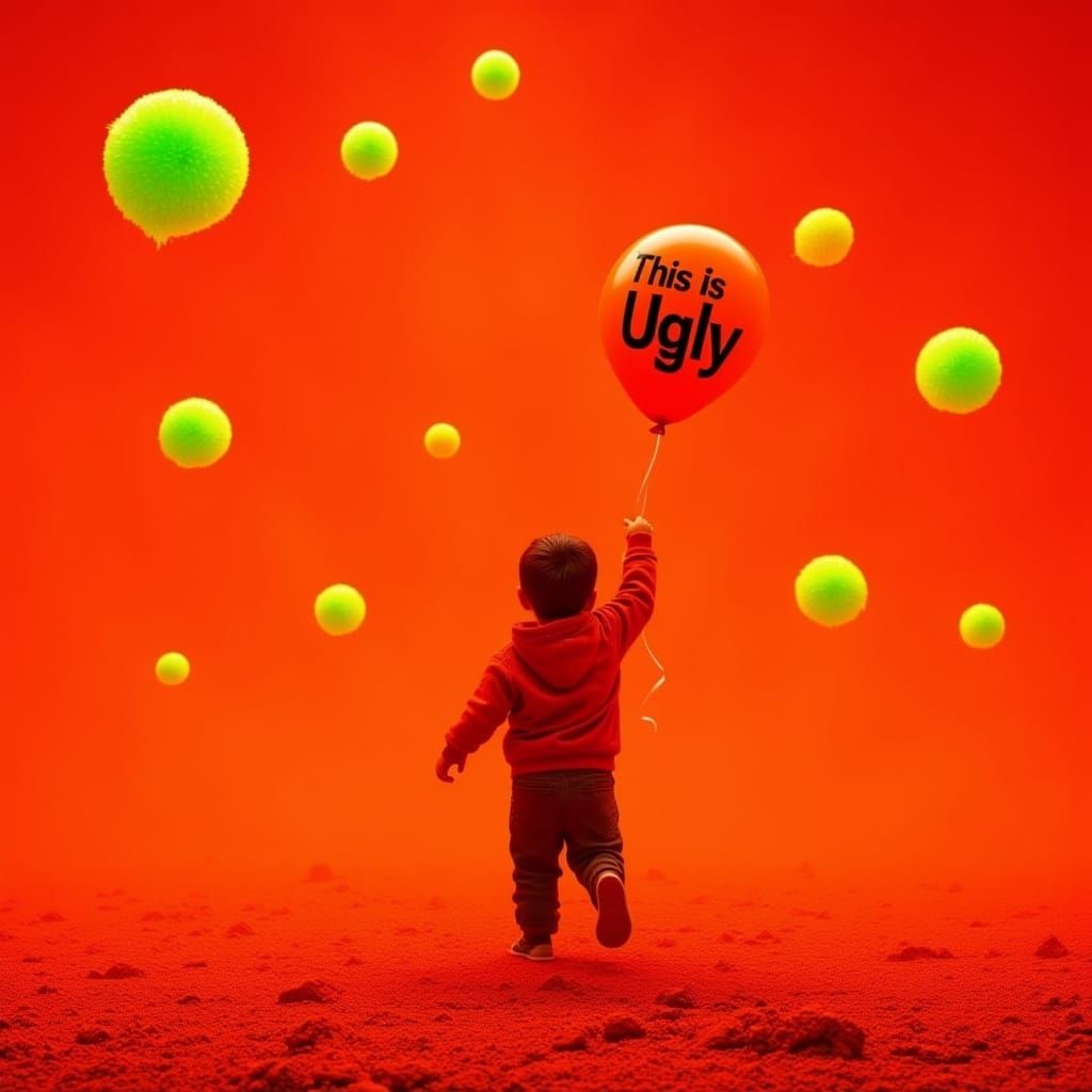 Mars Under Neon Orange Hail With Green Puffballs