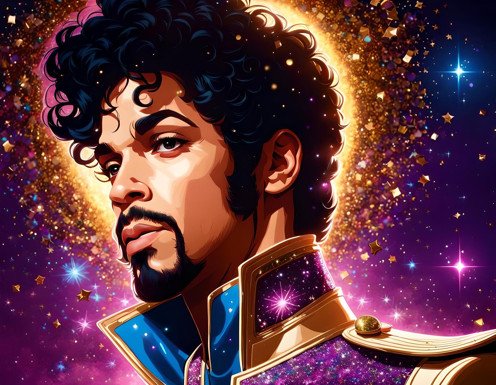 Sparkling Portrait in Digital Illustration Style