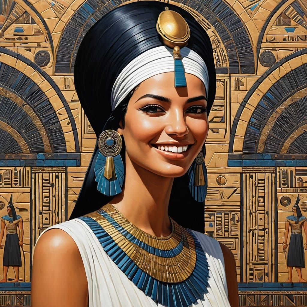 Vibrant Surrealist Portrait of an Egyptian Goddess