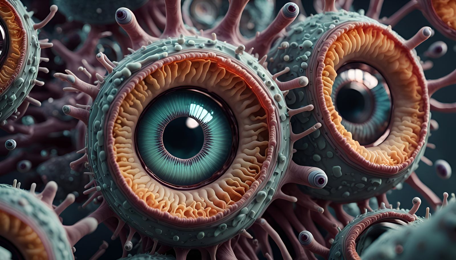 Alien Cells with Human Eyes: Microscopic Concept Art