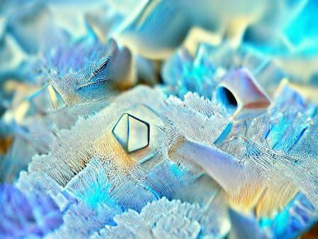 Macro Photo of Luminous Blue Salt Crystals