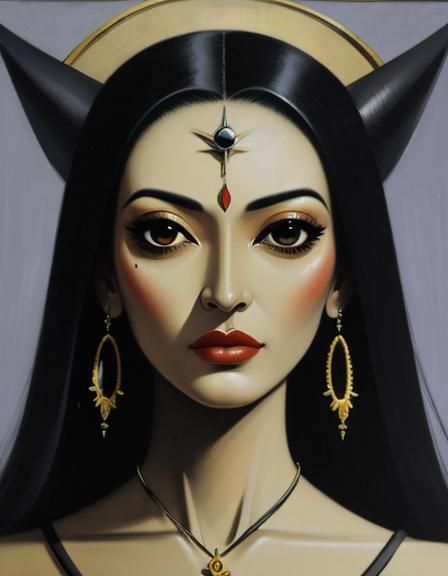 Abstract Face as Matte Oil Painting