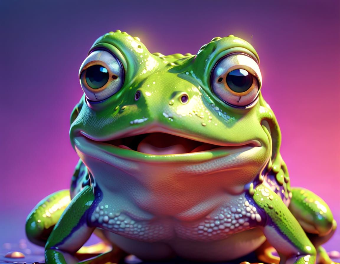 Surprised Frog in Pixar-Style 3D Digital Art