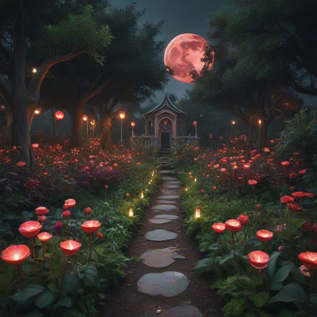 Poisonous Magical Garden Under Blood Moon