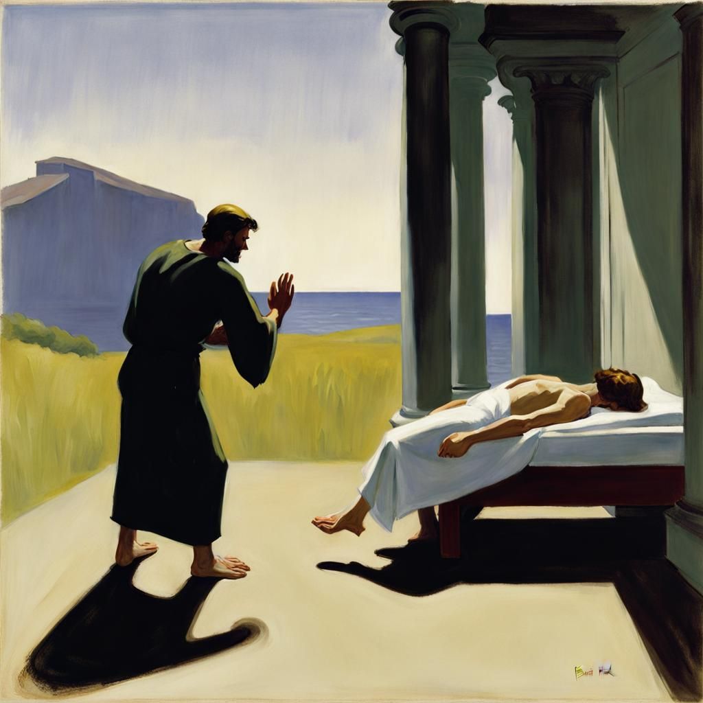 Abel's Sacrifice: An Edward Hopper Inspired Scene