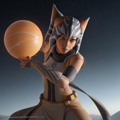Ahsoka as Naruto with Galaxy Orb, 3D Game Art