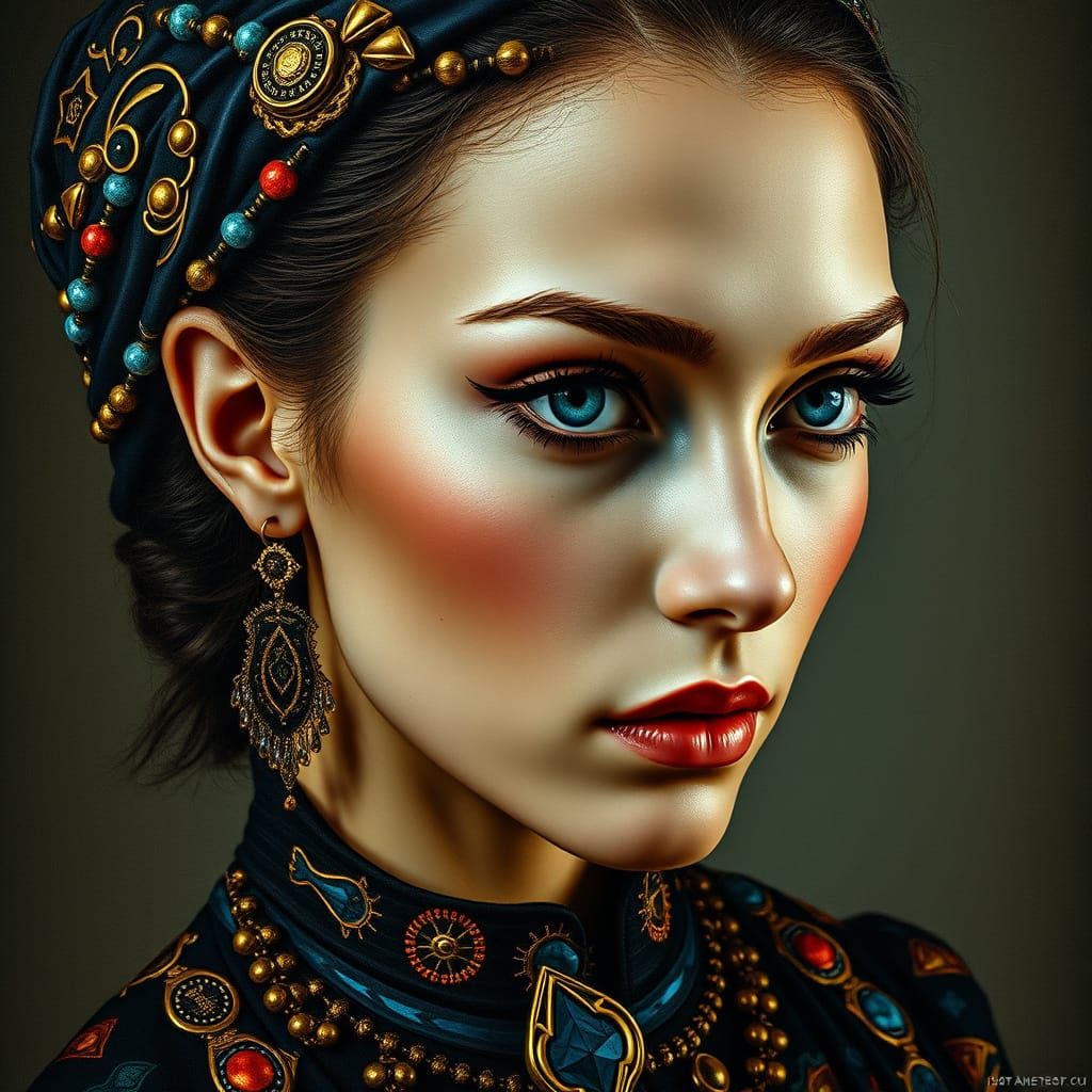 Rembrandt-Inspired Woman Portrait in Avant-Garde Style