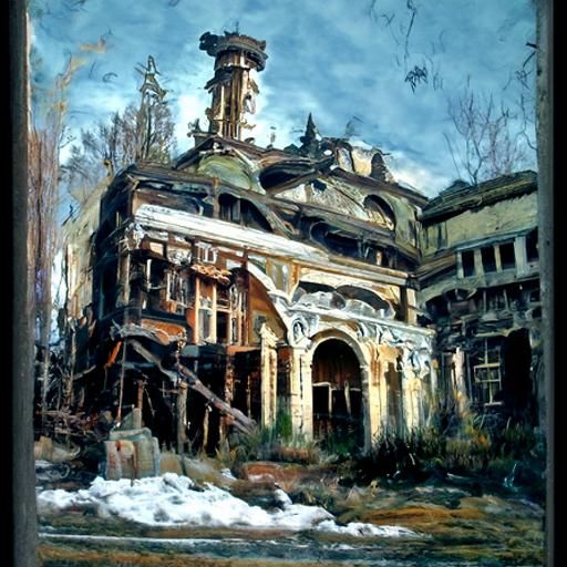 Dilapidated Moscow Sanatorium Oil Painting