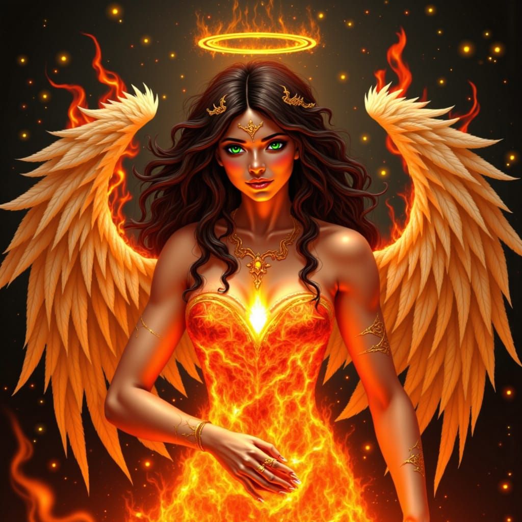 Inanna as Fire Nymph with Angel Wings
