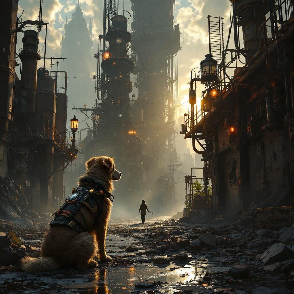 Dog in Sun: Steampunk Realism with Grit