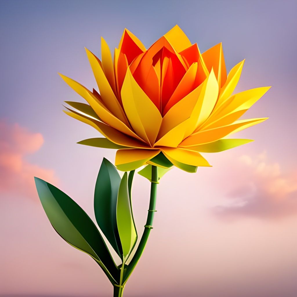 Origami Protea Flower Papercraft in 8K