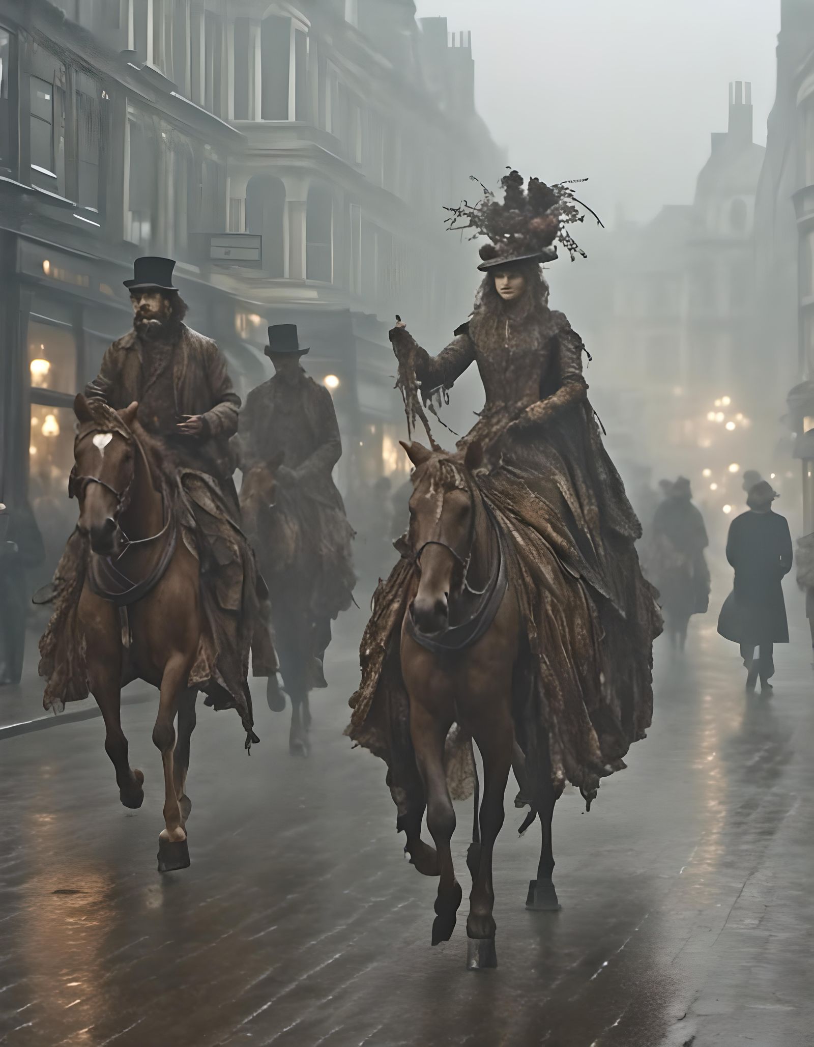Misty London Street Scene in the 1880s