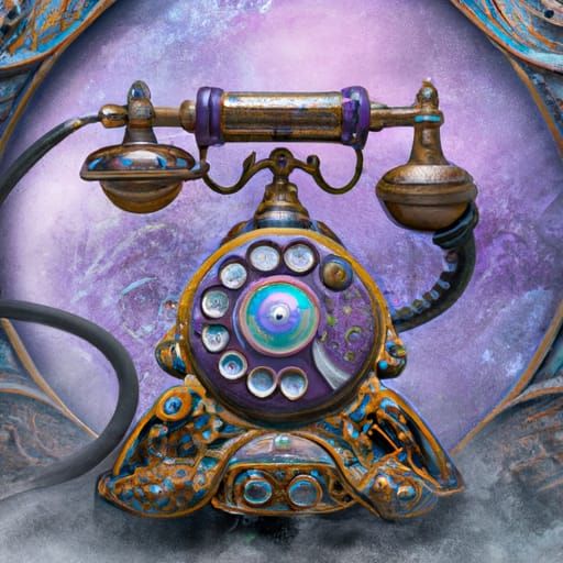Rotary Telephone in Ethereal Clockpunk Moonscape