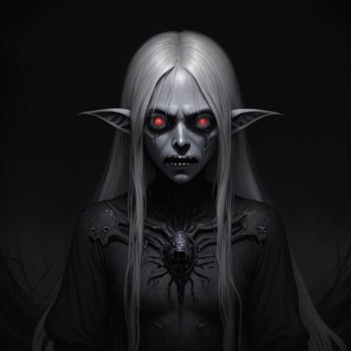 Undead Dark Elf Child in Horror Style