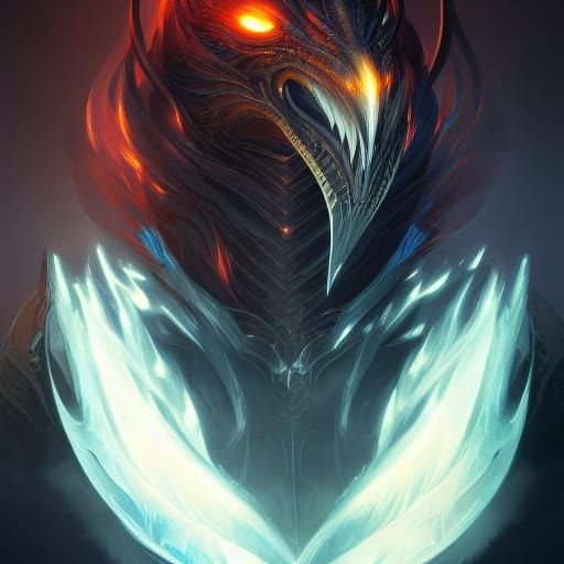 Black Flame Phoenix with Cyan Eyes