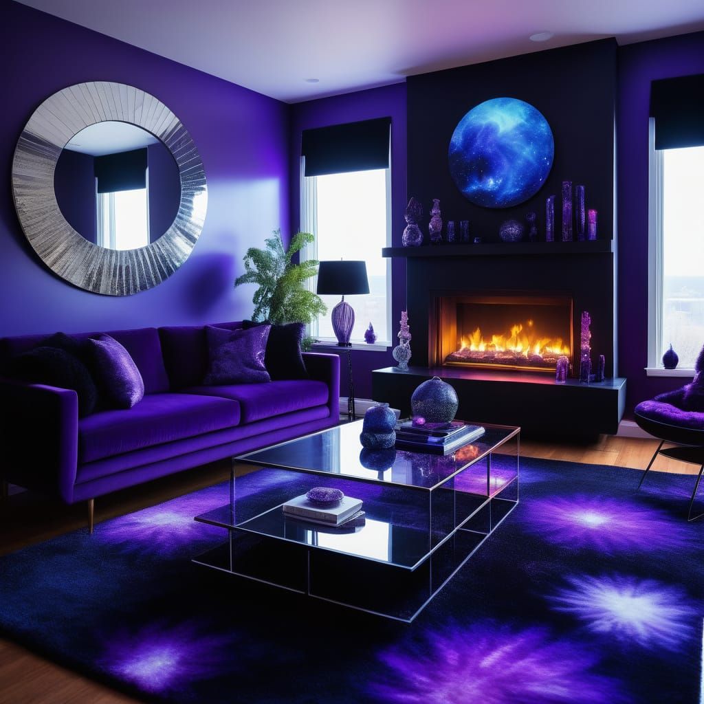 Witchy penthouse with Aurora borealis walls& Black Opal acce...