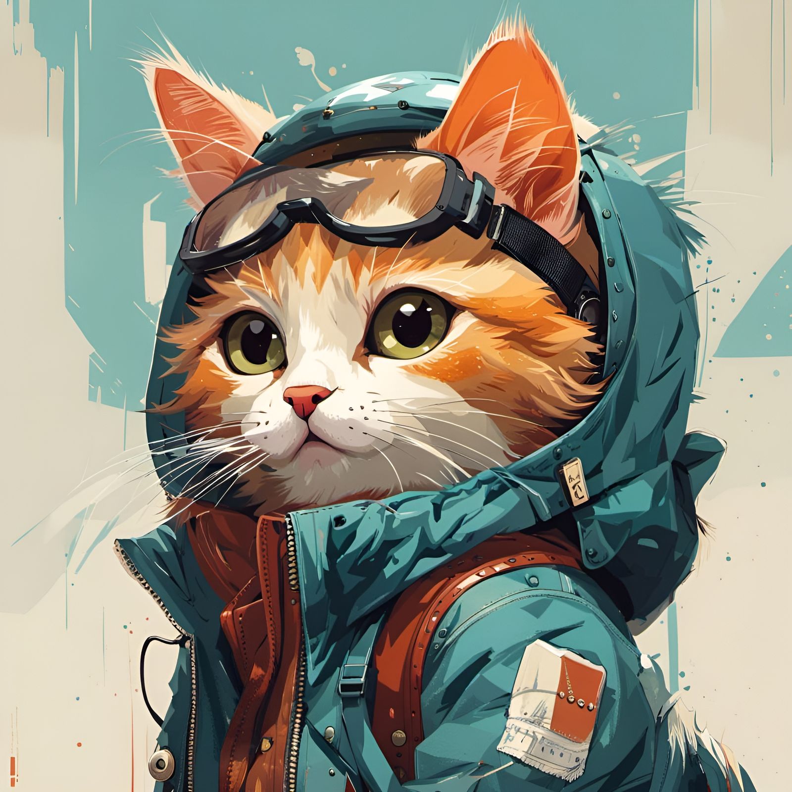 Anthropomorphic Cat in Urban Style, Detailed Fur