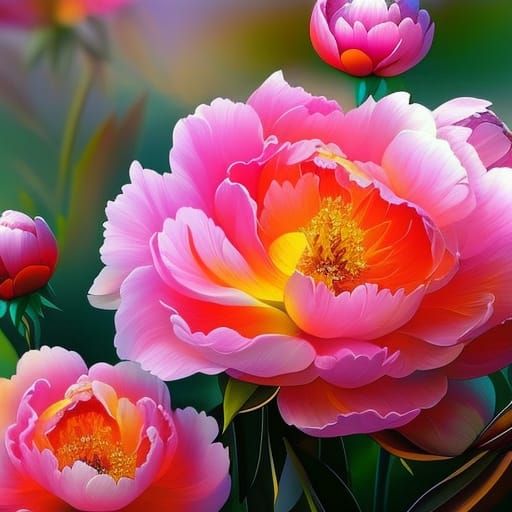 Enchanting Magical Peonies in Hyperrealistic Style