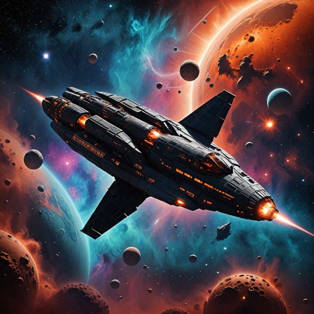 Galactic Explorer in Nebula Scene