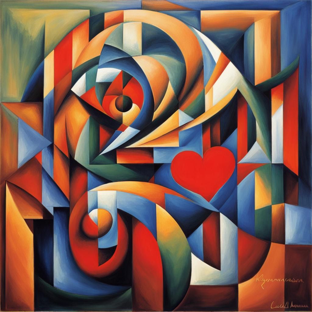 Abstract Cubist Art: The Essence of Love