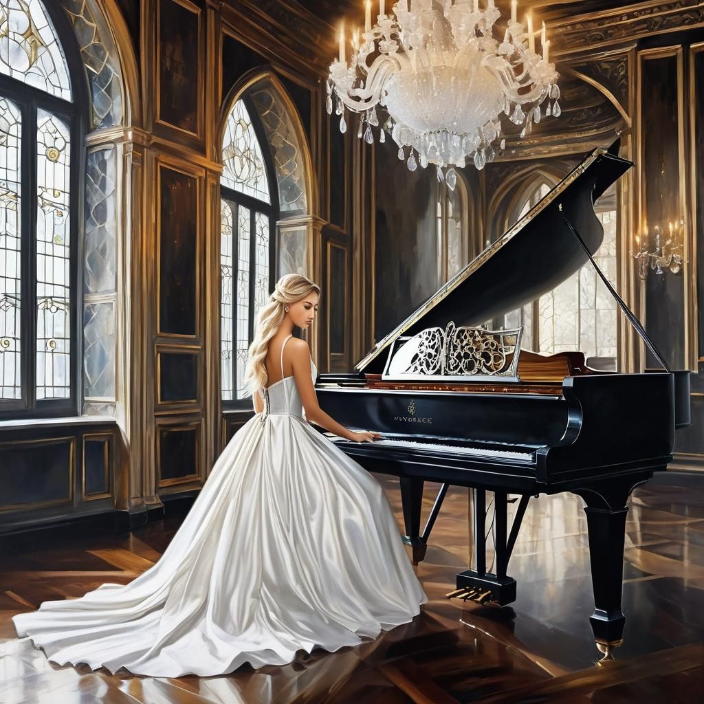 Medieval Princess Plays Piano: Hyperdetailed Speedpaint