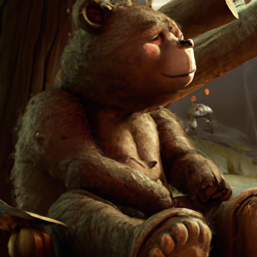 Dark Fantasy Teddy Bear, Hyperdetailed Digital Art