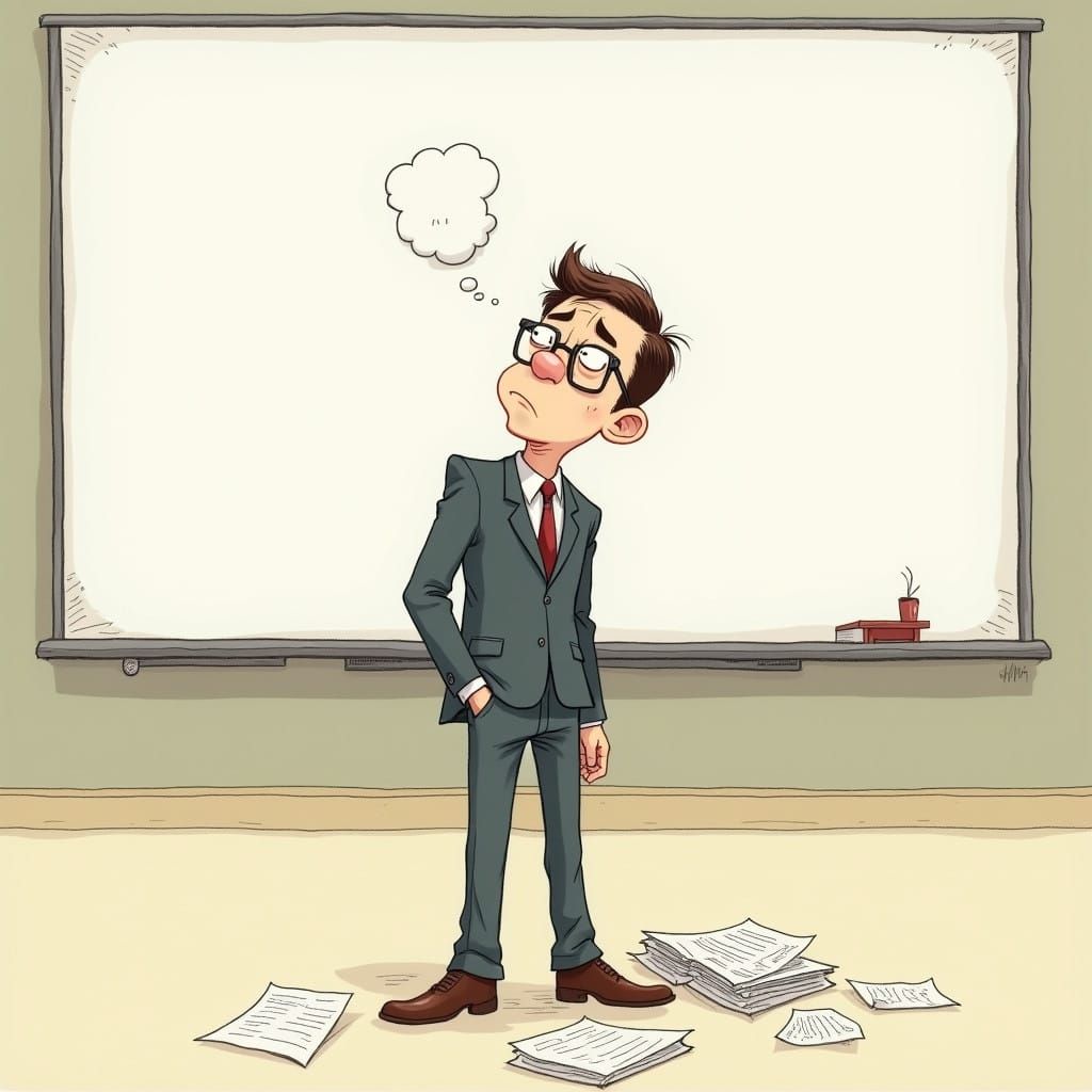 Baffled Business Professional Struggling to Recall Presentat...