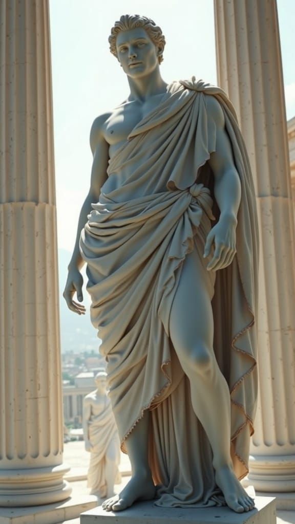 Greek-Roman Warrior in Majestic Temple Setting