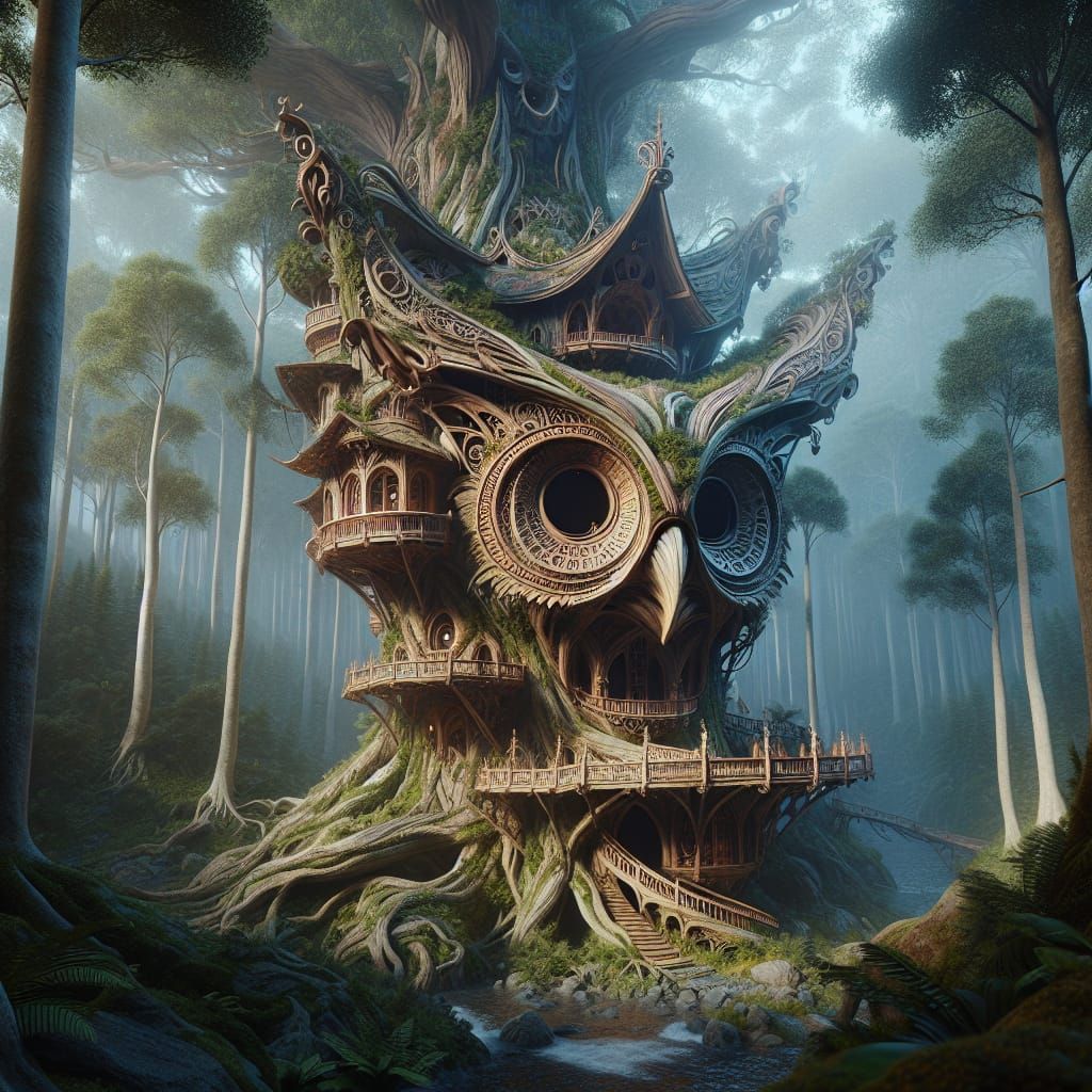 Magical Owl Treehouse in Enchanted Forest