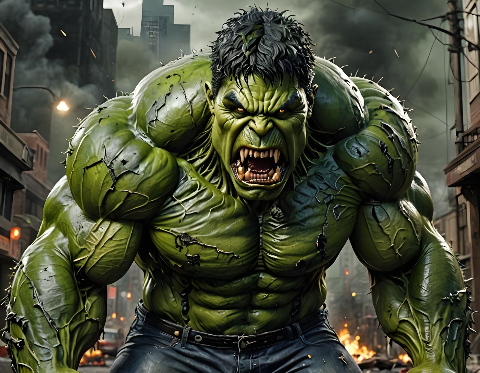 Marvel Zombie Hulk: Hyper-Realistic Full-Body Rendering