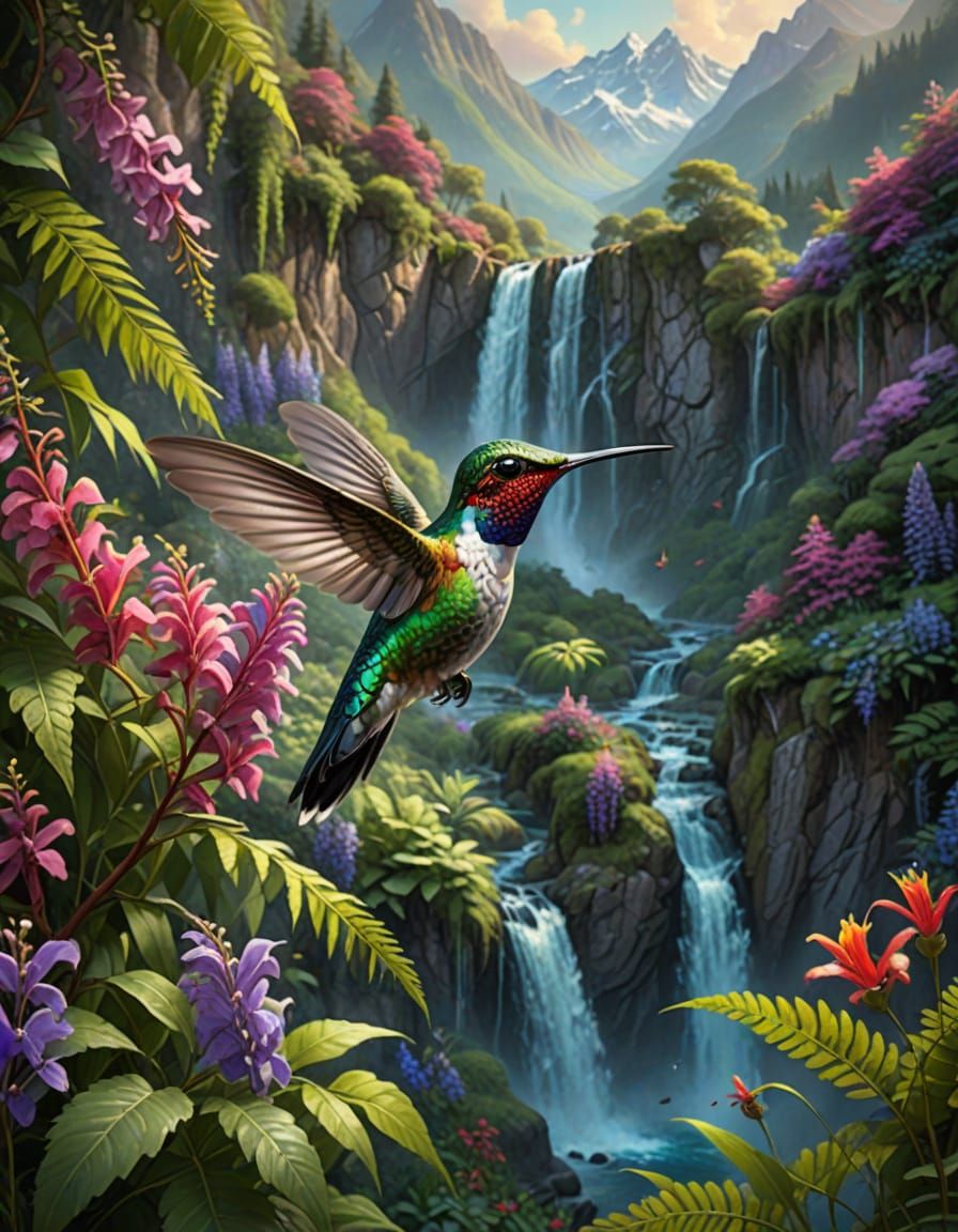 Ethereal Hummingbird in Whimsical Valley