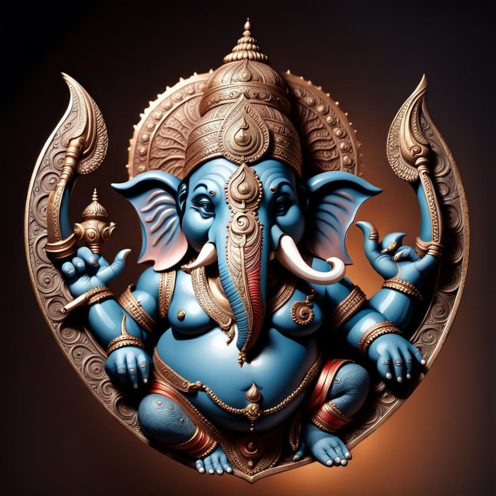 Detailed Shield in the Form of Mythical Ganesh