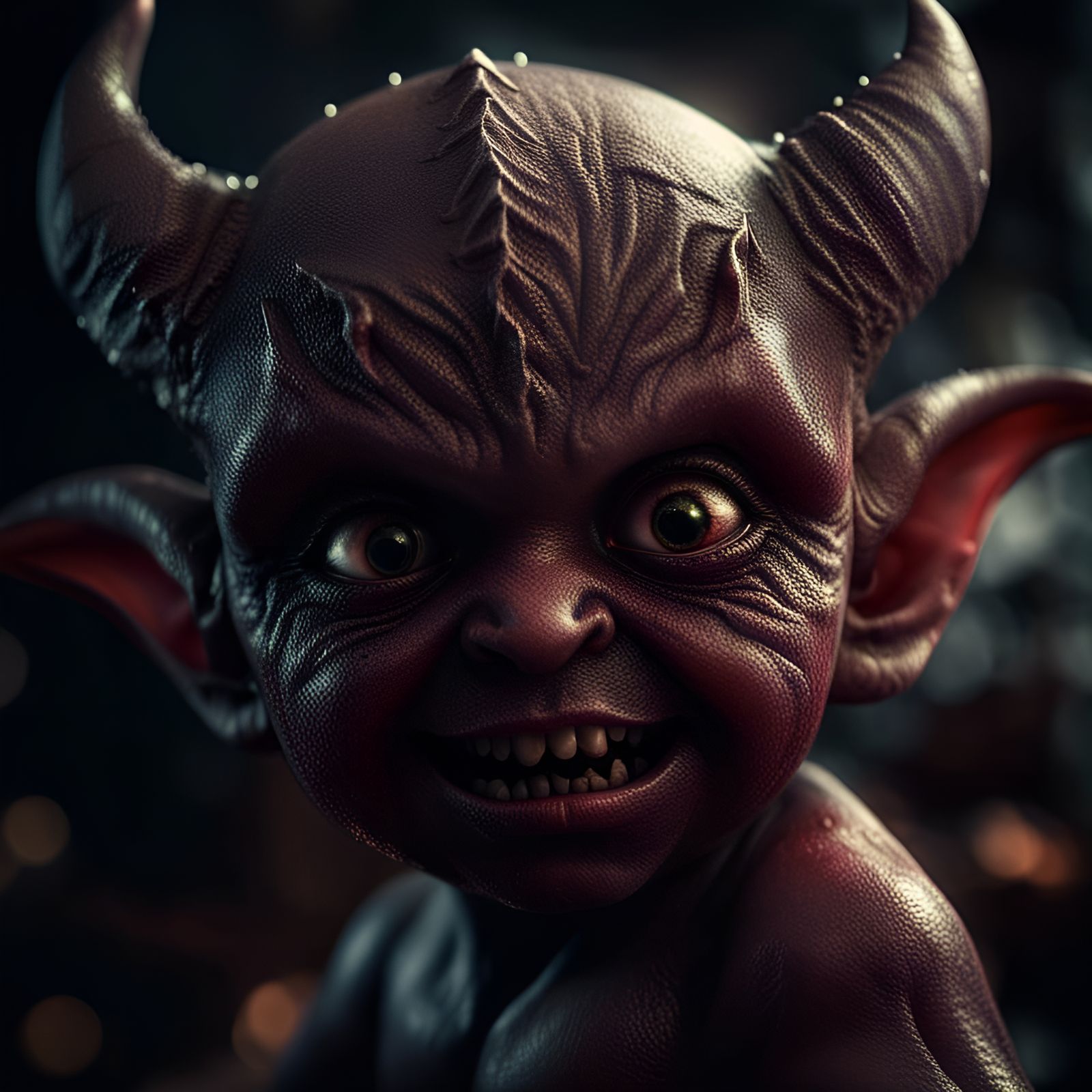 Hyperrealistic Adorable Baby Demon in High Definition
