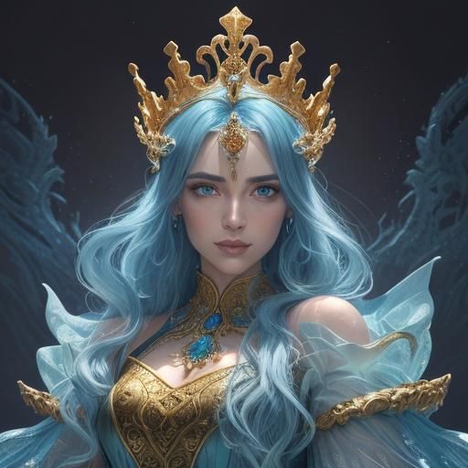 Golden Crown in a Fantasy Sci-Fi Art Style