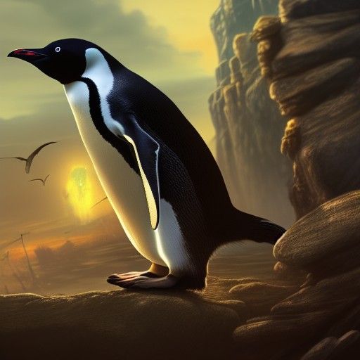 Penguin with Bandana: Detailed Matte Painting