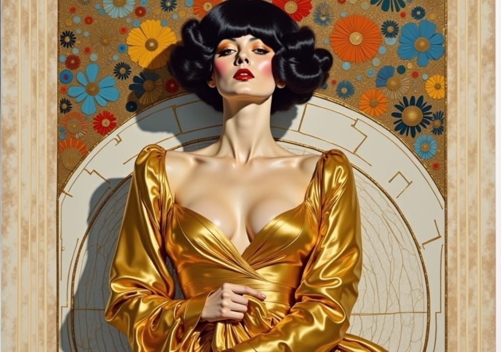 Art Deco Fashion Portrait in Flat Planes Style