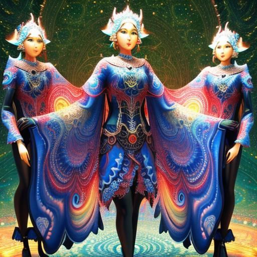 Surreal Human Figure in Psychedelic Fractal Design