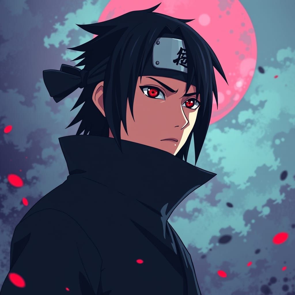 Sasuke Uchiha in Intense Anime-Inspired Portrait