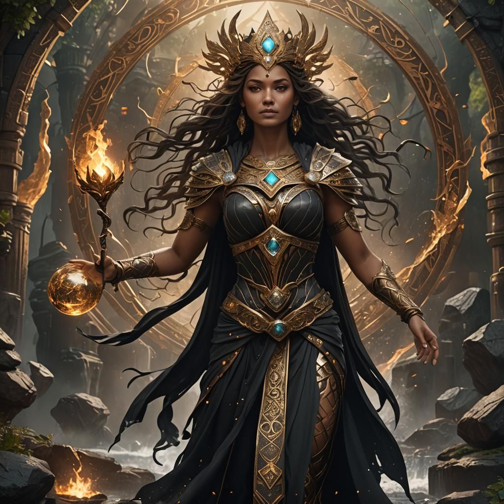 Goddess Rebecca of Elements in Detailed Matte Painting