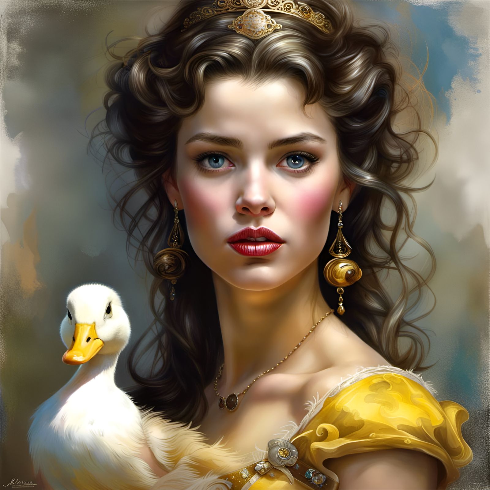 Detailed Portrait of Princess Belle with Duck Bill