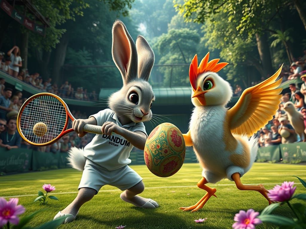 Wimbledon Final in a Forest Arena: Bunny vs Chick