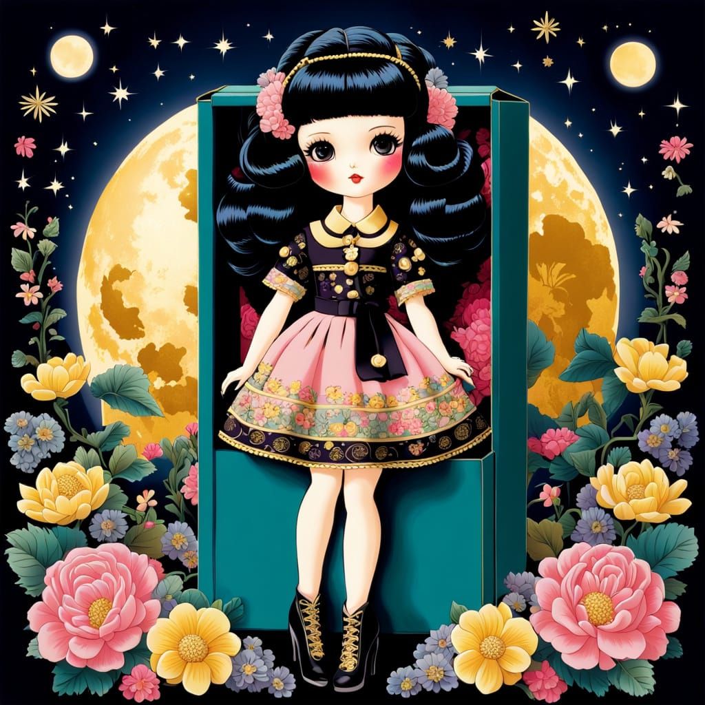 Golden Age Whimsy: Licca Chan Doll in Vintage Y2K Attire