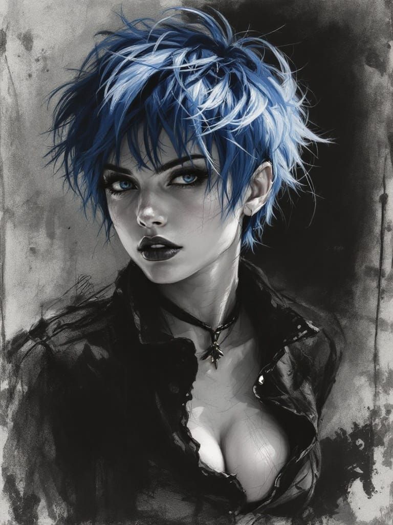 Ethereal Rebel with Starlit Eyes