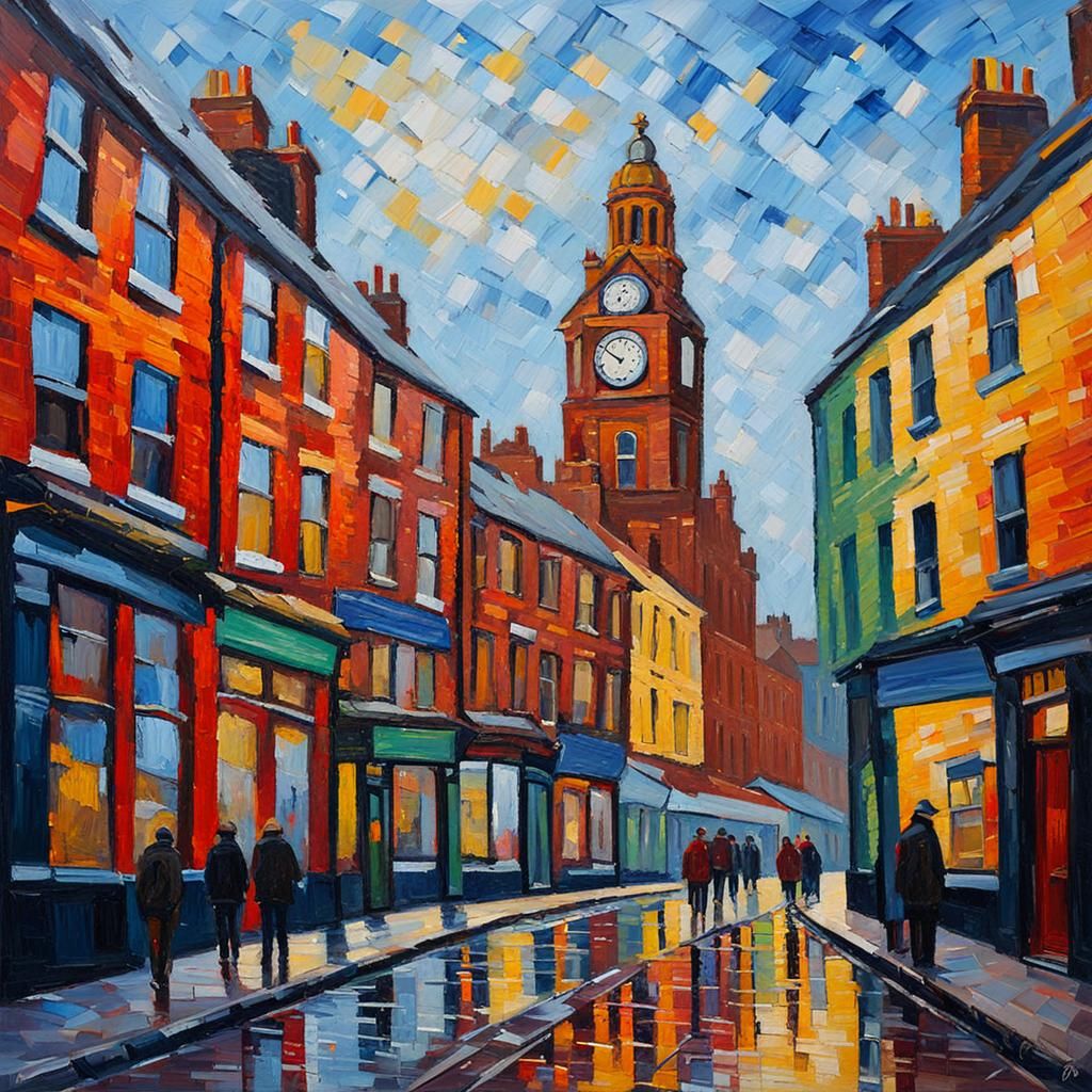 Liverpool UK: Neo-Impressionist Oil Painting