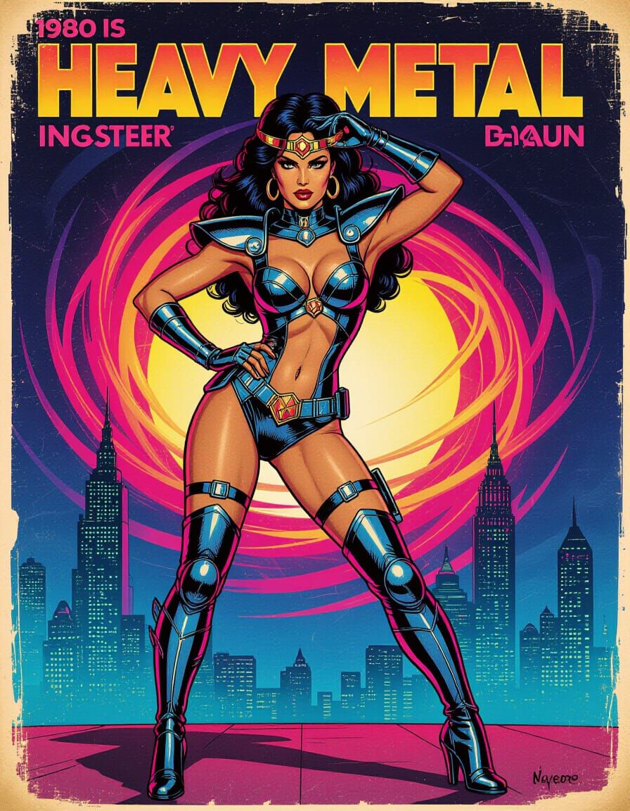 Heavy Metal Sci-Fi Woman in 80s Film Style