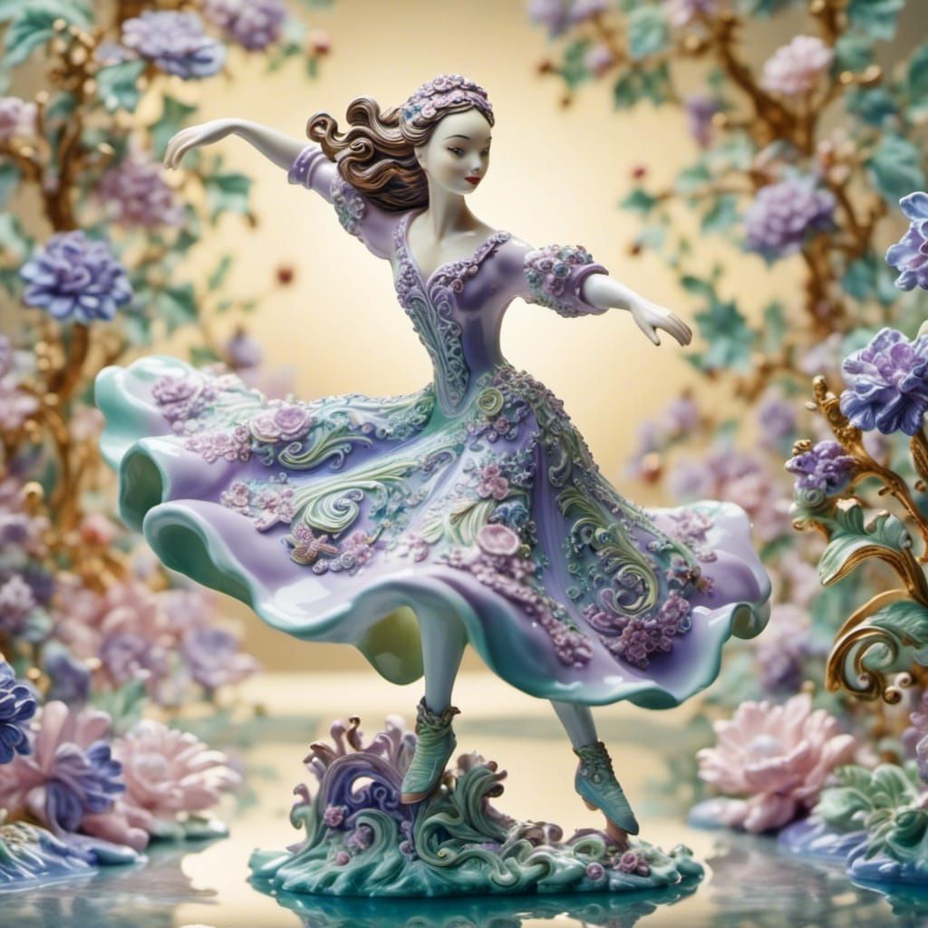 Porcelain Figure Skater in a Sunny Park