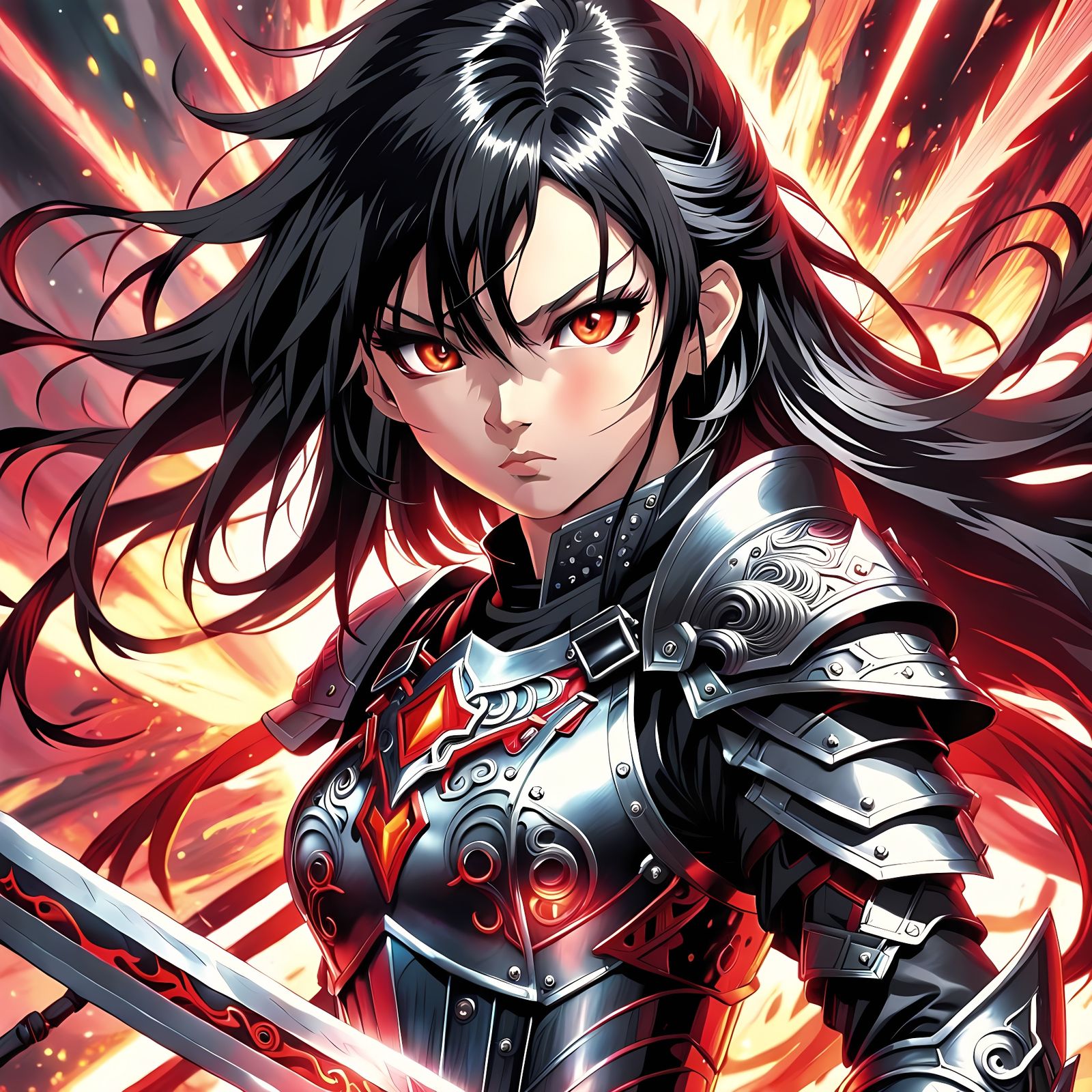 Fierce Manga Warrior Woman with Sword